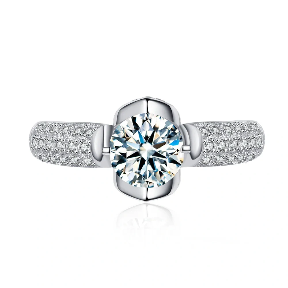 ShanLover Brand 2ct Moissanite Diamond Ring Unisex Square Cut S925 Sterling Silver Gemstone Jewelry for Men And Women