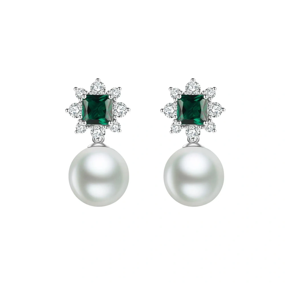 ShanLover Brand CMA Certificate Luxury 5A Grade 925 Sterling Silver Pearl Zircon Drop Earrings Jewelry for Women