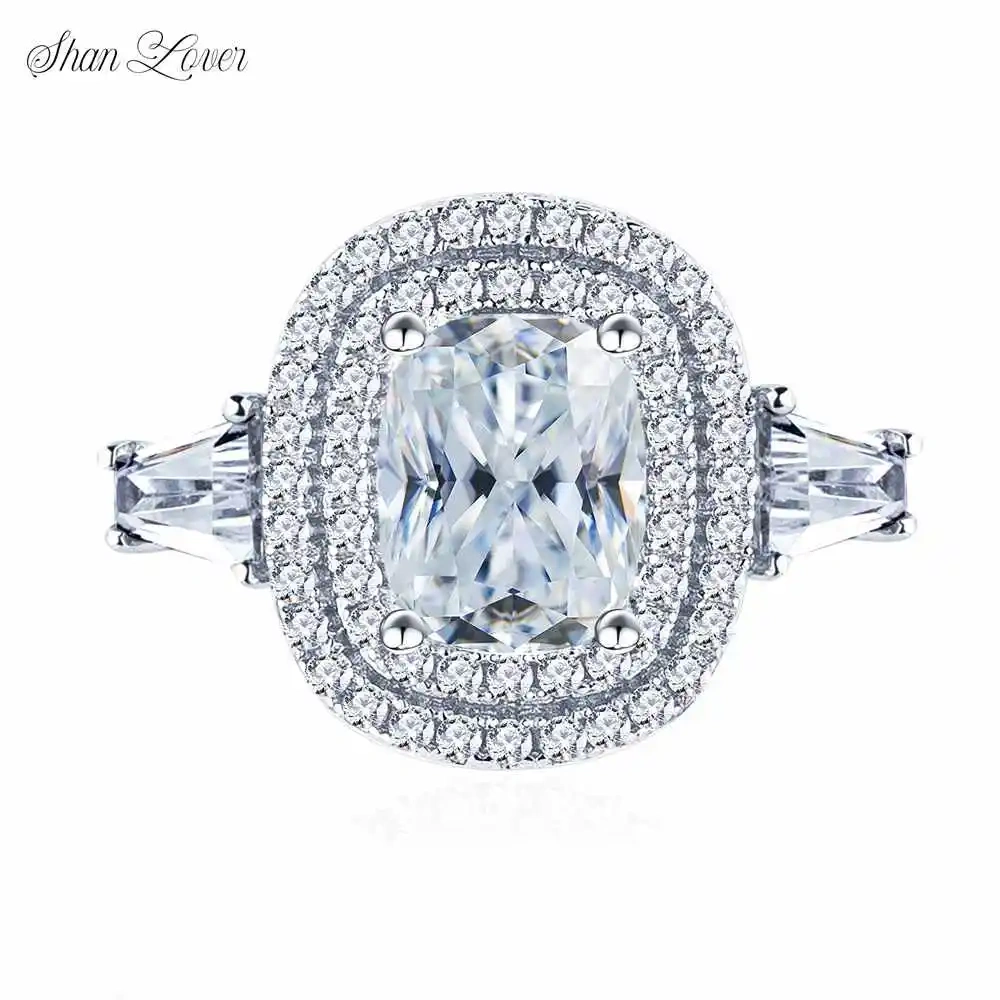 ShanLover Brand Luxury Designer MST Top Grade Moissanite Real Sterling Silver Ring For Woman Full Diamond Wedding Rings Jewelry