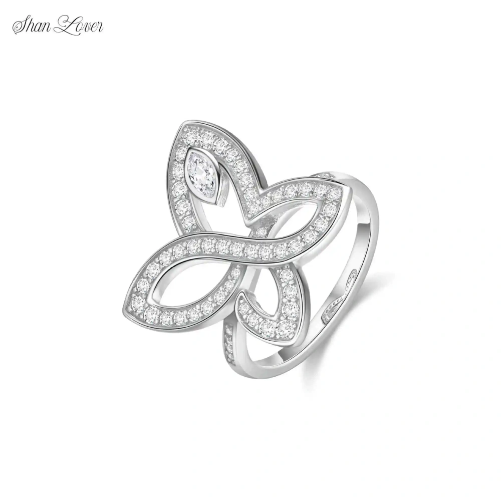 ShanLover Brand High Quality Real 925 Sterling Silver Diamond Flower Ring for Women Fashion Jewelry Gemstones Ring for Women