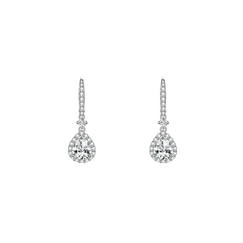 ShanLover Brand 5A Level S925 Sterling Silver Teardrop Zircon Earrings CMA Certificate Luxury Brand Designer Drop Earrings