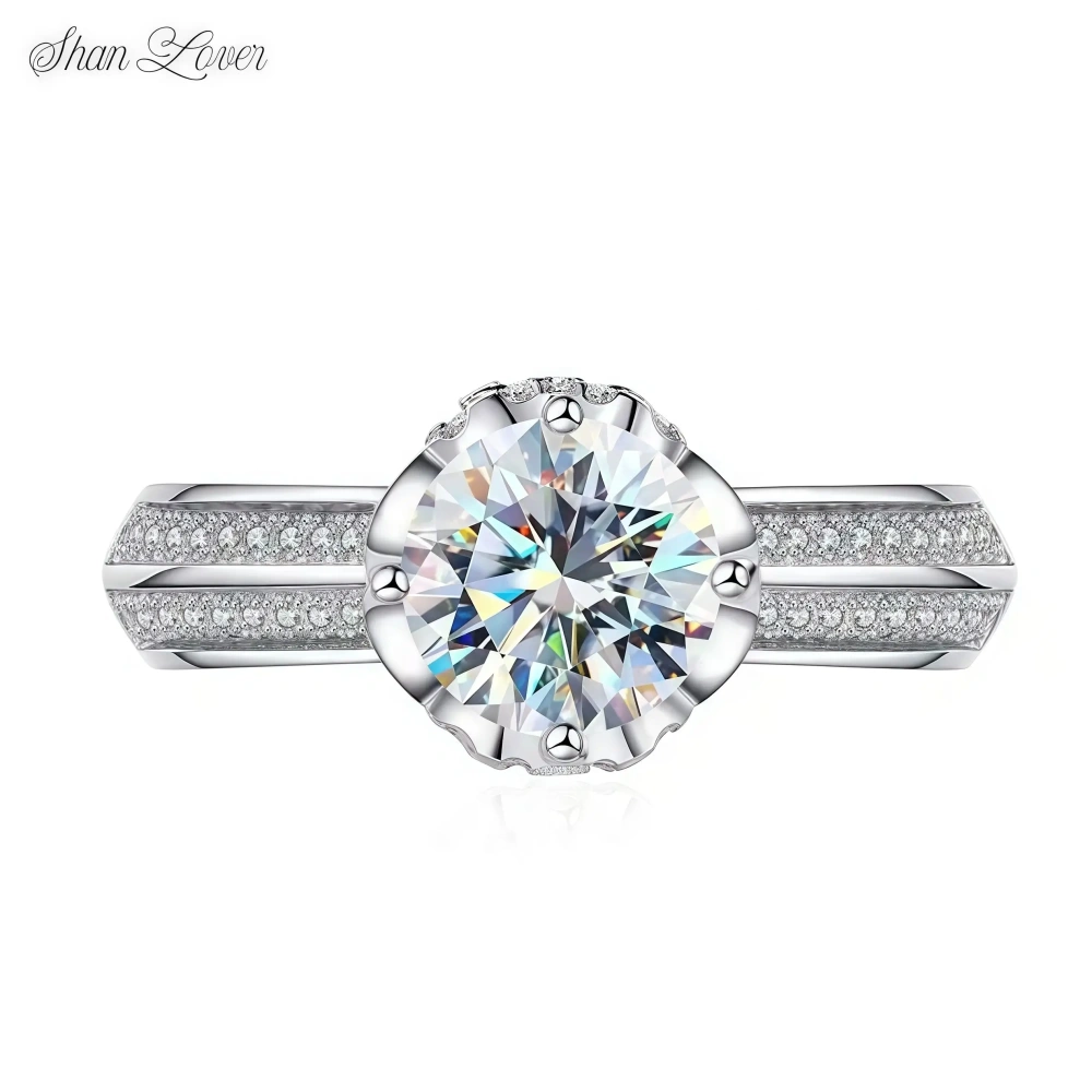 ShanLover  Brand Mosang Diamond  Ring S925 Sterling Silver Ring for Women Luxury Brand Designer New Products Ring