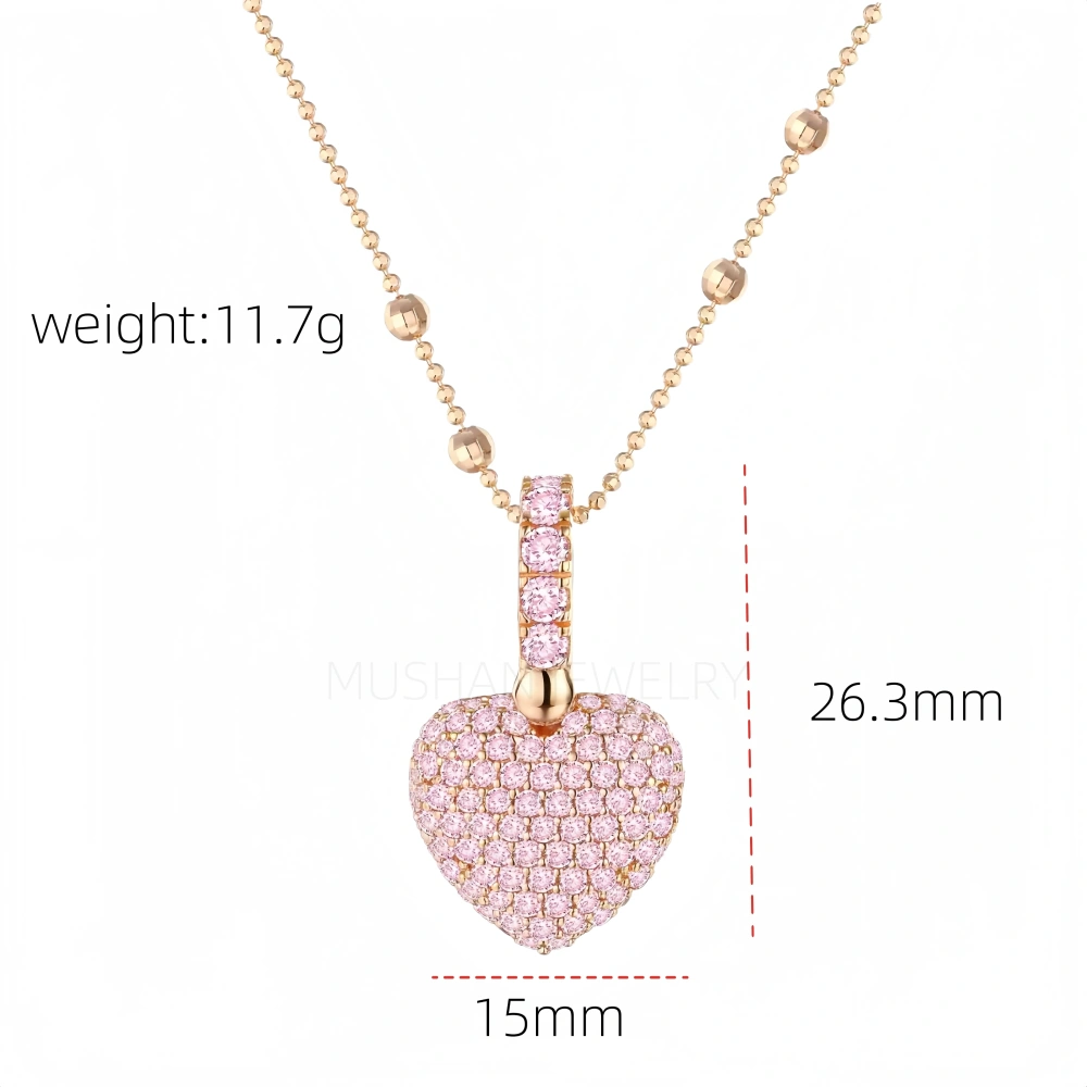 ShanLover Brand Women 925 Sterling Silver Pendants 18k Gold Plating Heart Pendant Chain Necklace Pink Diamond Gemstones Jewelry