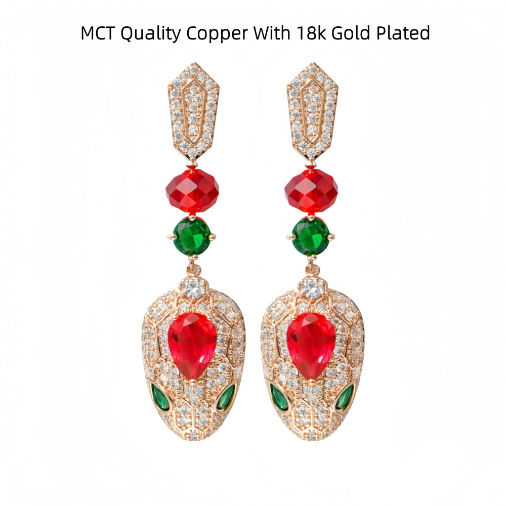 Winkin Winsin Luxury s925 925 Sterling Silver Drop Earrings For Women Snake Earrings Pigeon Blood Gemstone Stud Earrings Jewelry