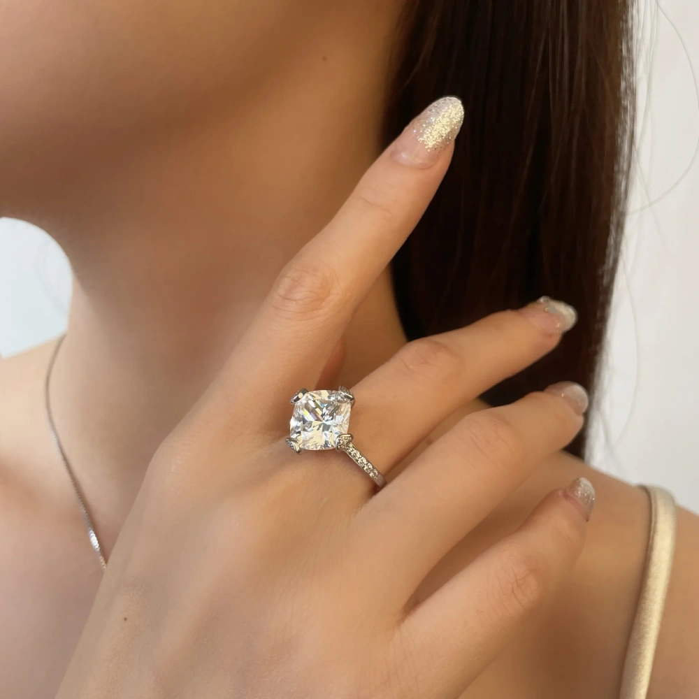 Winkin Winsin 6 Carat Lab Grown Gemstones High Carbon Diamond Ring Ice Flower 925 Sterling Silver Ring For Women