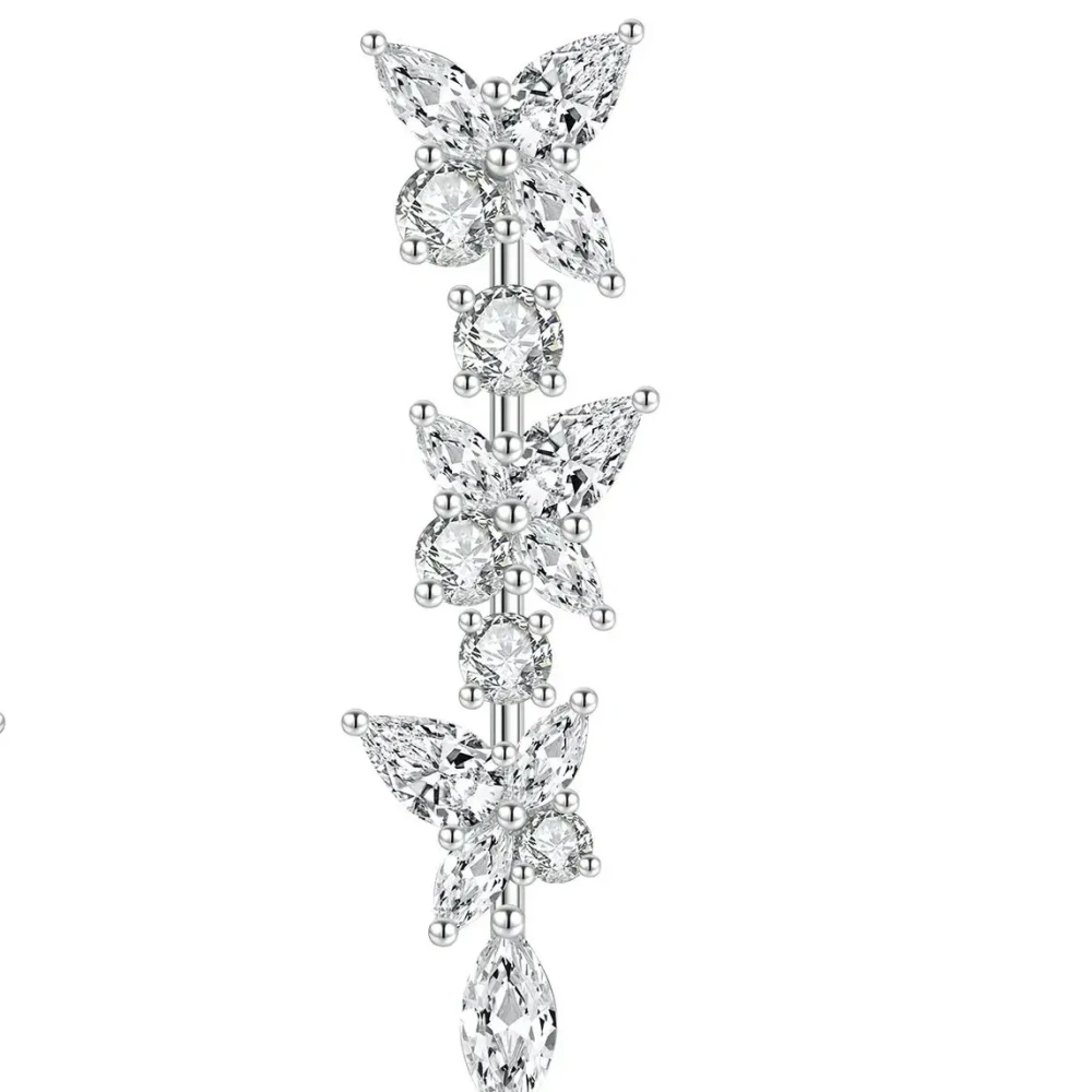 ShanLover  Brand Real 925 Sterling Silver Flower Tassel Earrings Fashionable Woman Elegant High-End Jewelry for Autumn Winter