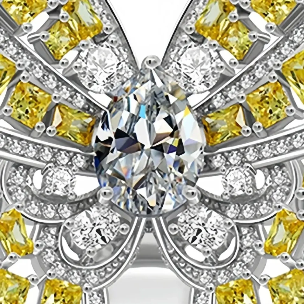 Winkin Winsin Brand Luxury 925 Sterling Silver butterfly Ring Full Handmade Diamond Gemstones Jewelry Rings For Woman Jewellery