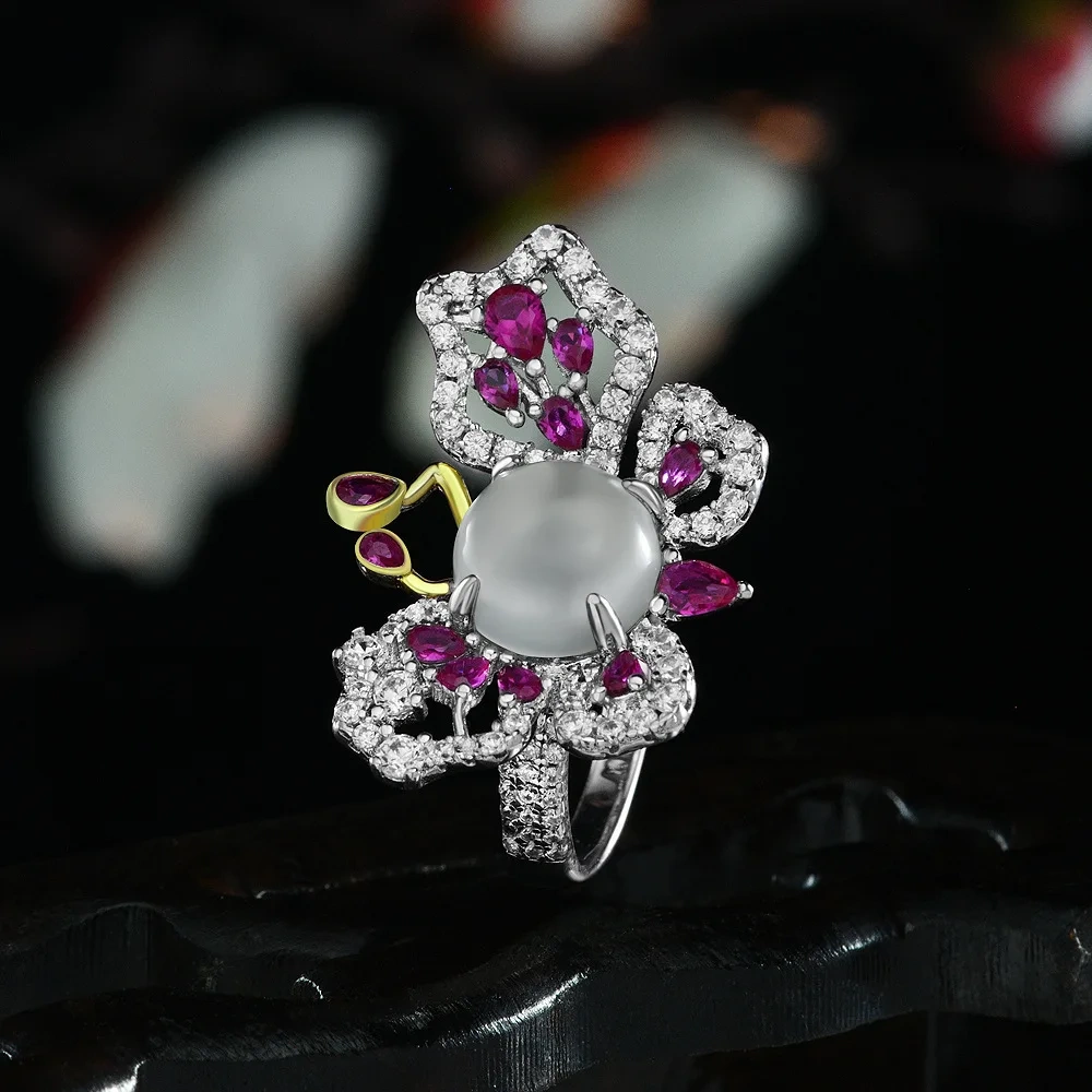 Winkin Winsin 925 Sterling Silver White Round Lab Grown Gemstones Ring Women 4 Carat Butterfly Diamond Ring Jewelry