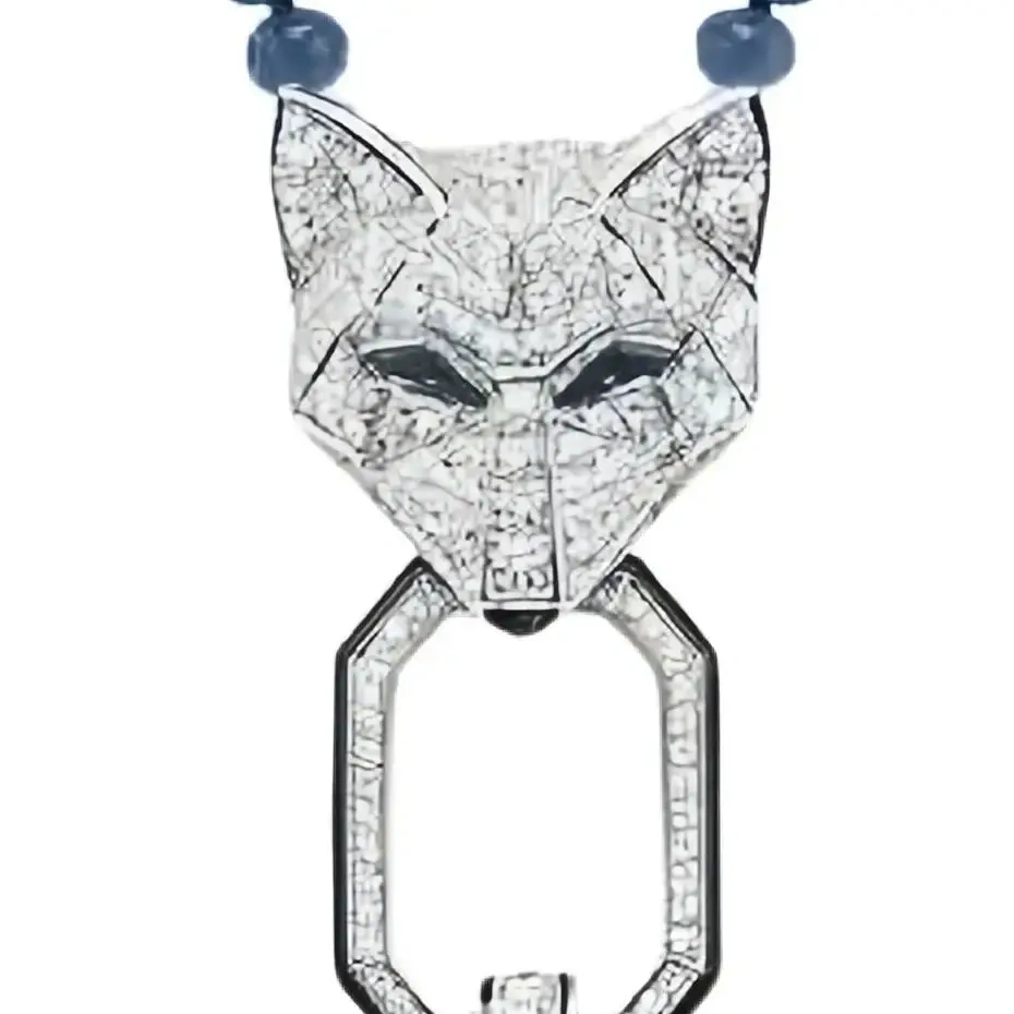 Winkin Winsin Luxury 925 Sterling Silver Beads Necklaces Fox Leopard Necklace Natural Lapis lazuli Gemstones Pendant Jewelry