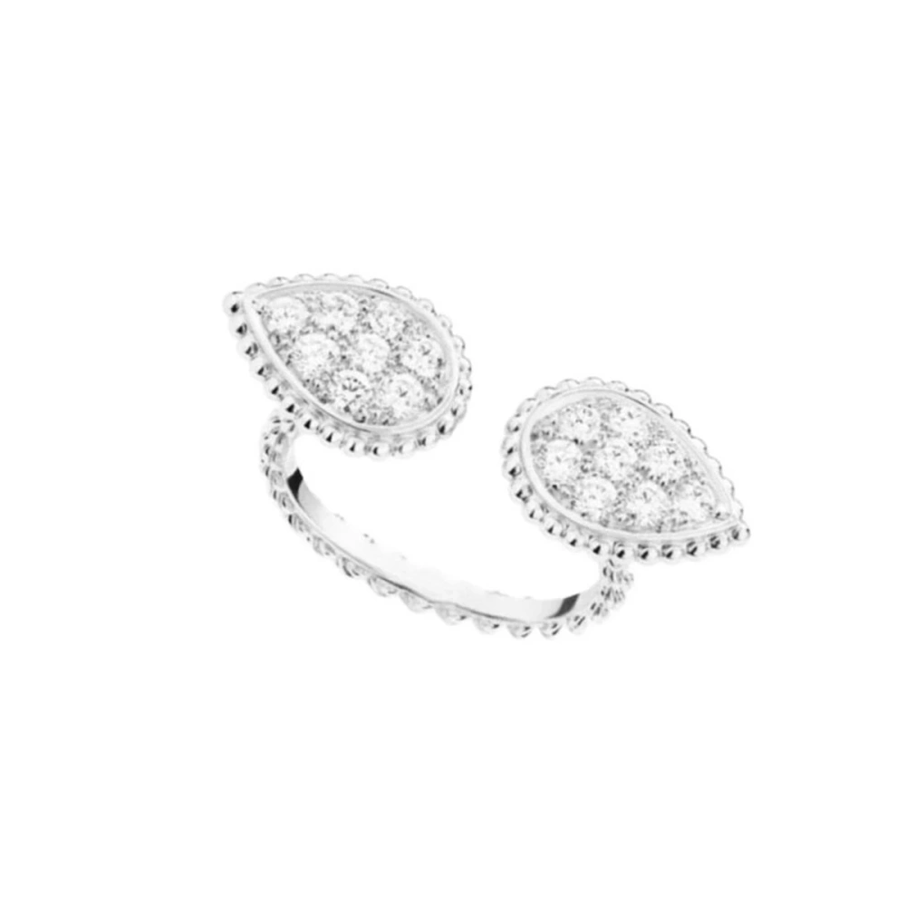 Winkin Winsin S925 925 Sterling Silver Water Drop-shaped Ring Double Water Drop Open Zircon Diamond Ring Jewelry