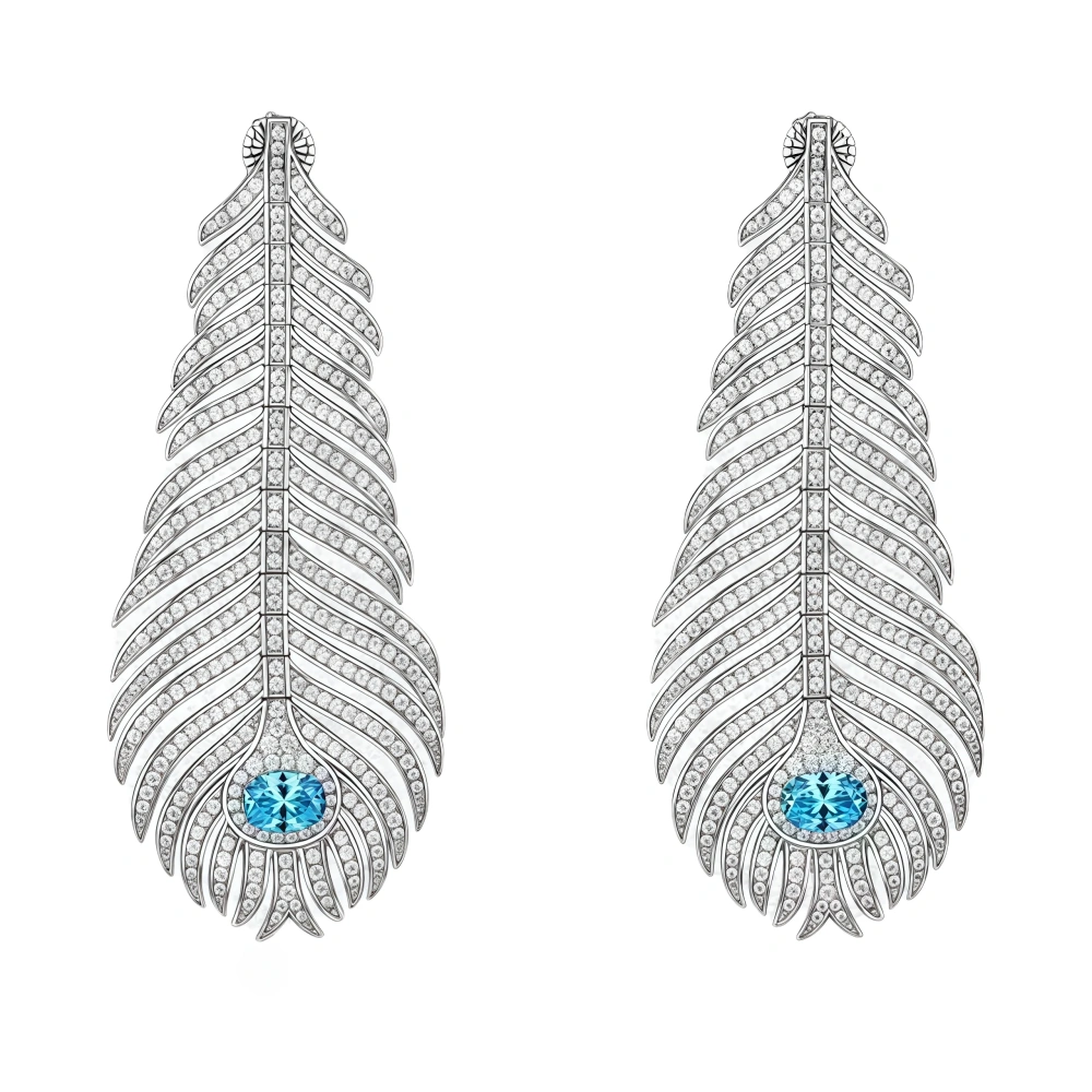 Winkin Winsin MST Top Grade Real 925 Sterling Silver Earrings Stud Jewelry For Women Luxury Brand Feather Drop Earrrings Jewelry