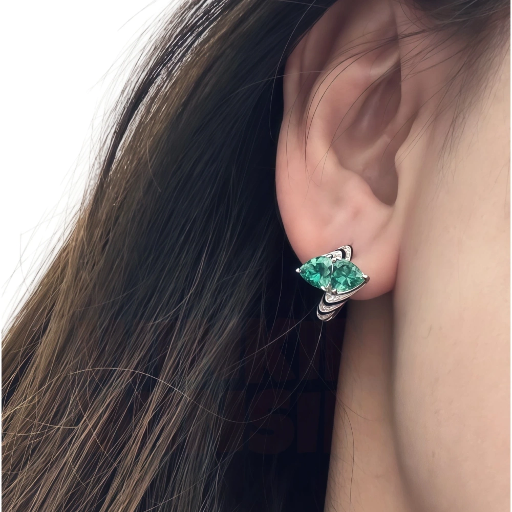 Winkin Winsin Luxury 925 Sterling Silver Leopard Stud Earrings Fashion Zebra Pattern Emerald Green Gemstones Earrings Jewelry