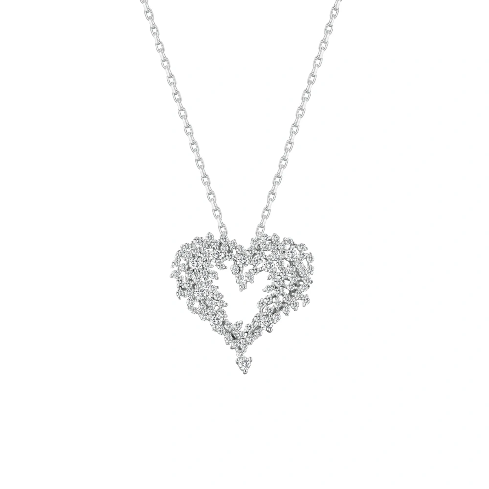 ShanLover Brand s925 925 Puer Sterling Silver Jewelry Pendants Necklace For Lovers Heart Zircon Gemstones Chain Necklace Pendant