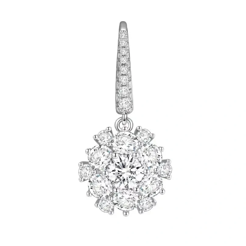 ShanLover Brand 5A Grade Full Diamond Sunflower Zircon Drop Earrings Luxury 925 Sterling Silver Earrings Jewelry For Women
