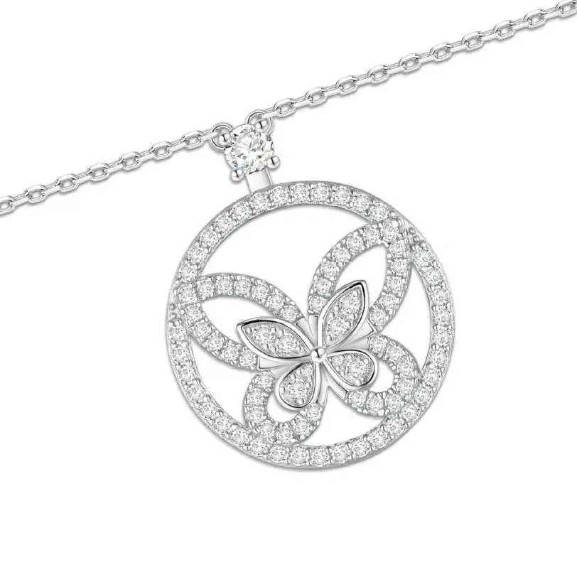 ShanLover Luxury Brand High Grade Platinum Plating Butterfly Pendant Real 925 Sterling Silver Necklace Pendants Fine Jewelry