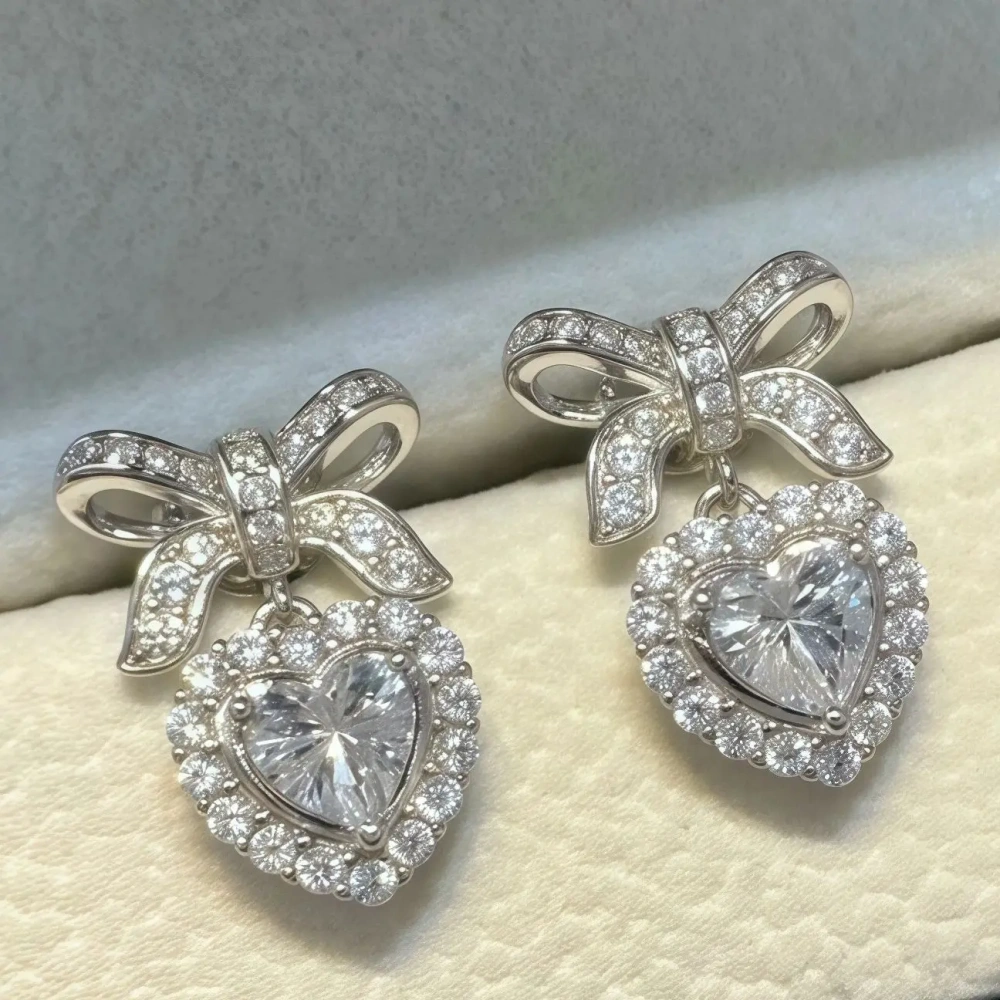 ShanLover Brand 0.5ct Women 925 Sterling Silver Heart-shaped Stud Earrings CMA Certificate Moissanite Diamond Drop Earrings