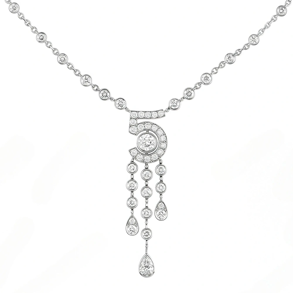 ShanLover Highest Quality 925 Sterling Silver Necklace N Figure 5 Pendants Women Eternal No 5 Necklace Tassel Pendant Jewelry