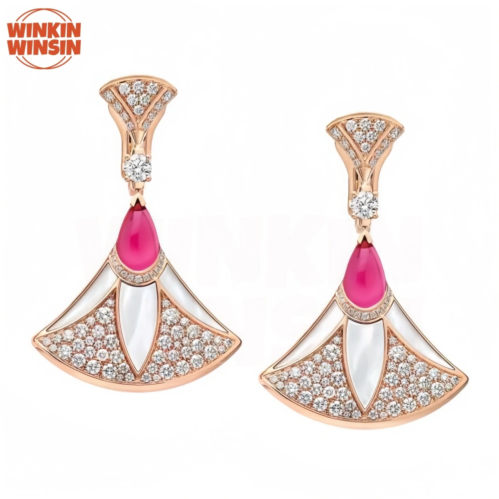 WinkinWinsin Limited Edition Top Grade Quality Dress Design V Gold Stud Earrings For Women 18k Gold Plated Drop Earrings Jewelry