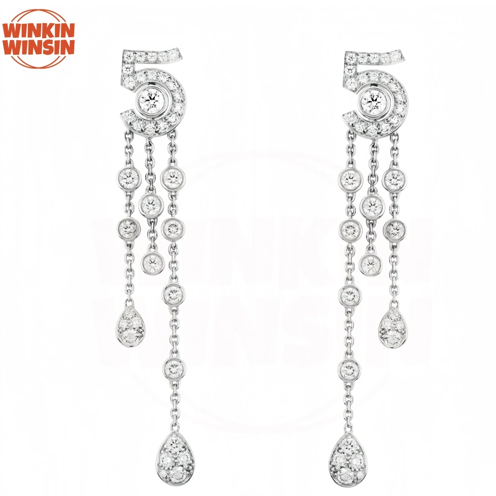 Winkin Winsin Highest Quality 925 Sterling Silver Necklace Tassel Figure 5 Pendants Women Eternal No 5 Necklace Pendant Jewelry