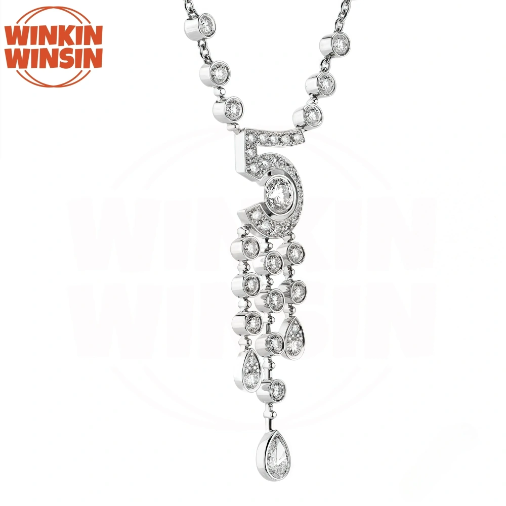 Winkin Winsin Highest Quality 925 Sterling Silver Necklace Tassel Figure 5 Pendants Women Eternal No 5 Necklace Pendant Jewelry