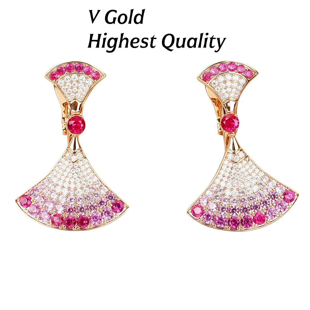WinkinWinsin Top Grade Brand Dress Design 925 Sterling Silver Stud Earrings For Women 18k V Gold Gemstones Drop Earrings Jewelry