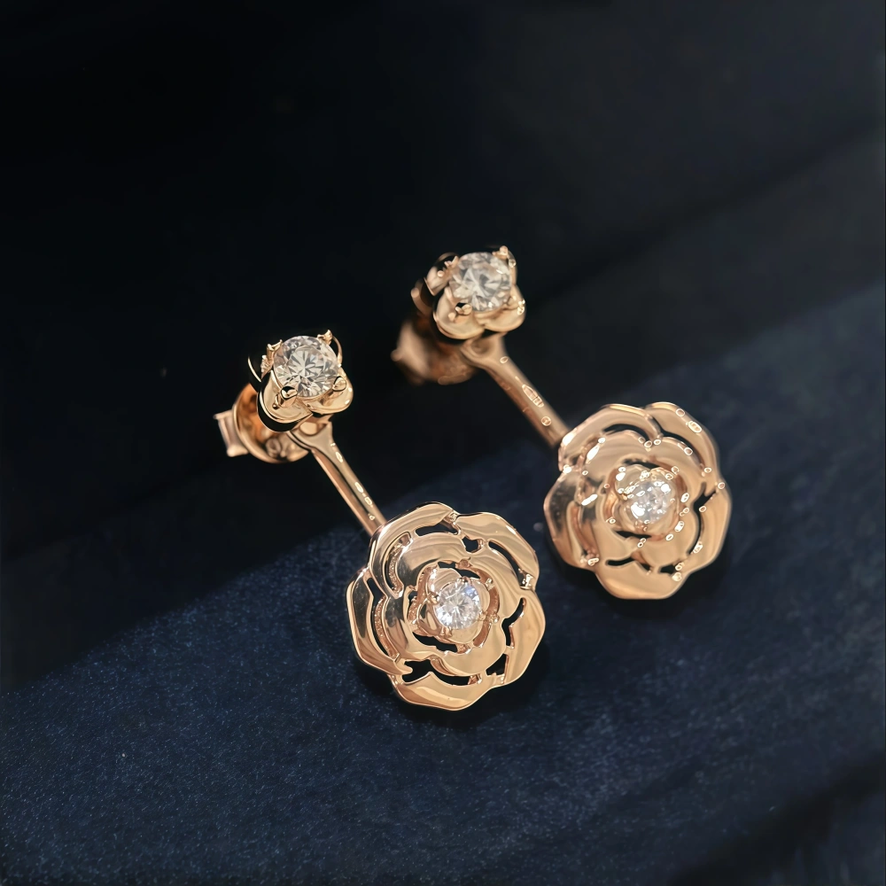 ShanLover Brand Luxury Camellia Flower 925 Sterling Silver Earrings For Women Camellia Stud Earrings Drop Jewelry