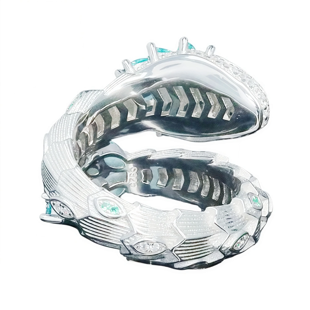 Winkin Winsin Luxury Brand Blue Aquamarine Gemstones Snake Rings For Women 925 Sterling Silver Ring s925 Pure Silver Jewelry