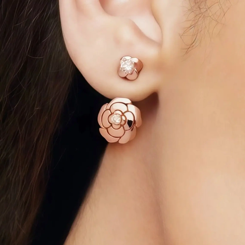 ShanLover Brand Luxury Camellia Flower 925 Sterling Silver Earrings For Women Camellia Stud Earrings Drop Jewelry