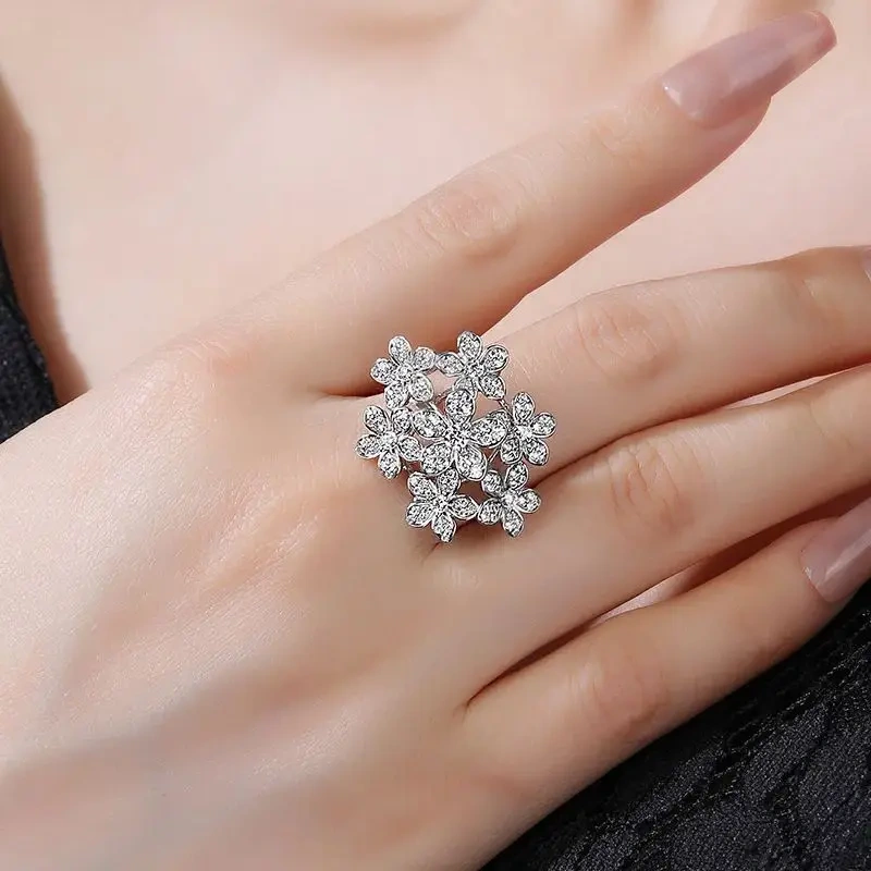 WINKIN WINSIN Brand MST 925 Sterling Silver Flower Graf Ring Lab Grown Gemstones High Carbon Diamond Rings Fine Jewelry