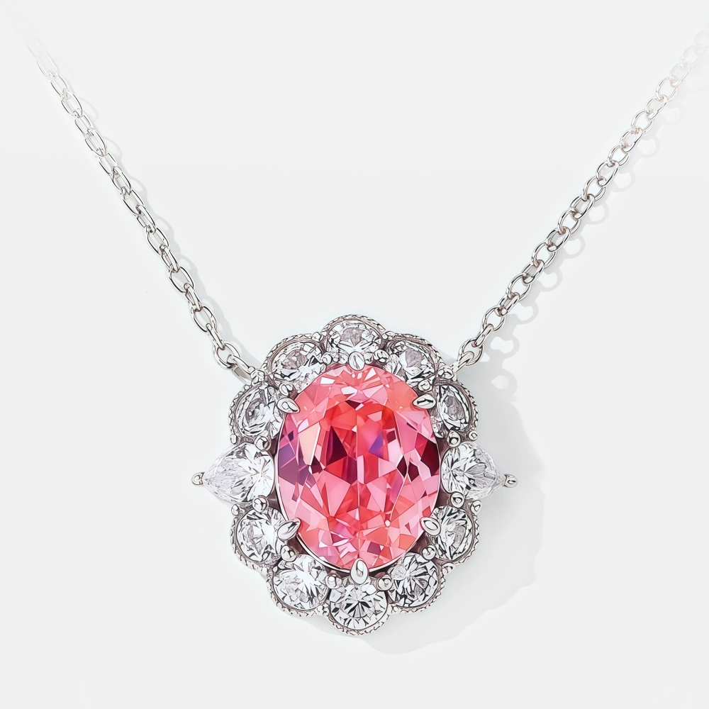 WINKIN WINSIN Brand MST S925 Pure Silver Women's Necklace Electroplated With Platinum High Quality Pink Necklace Jewelry