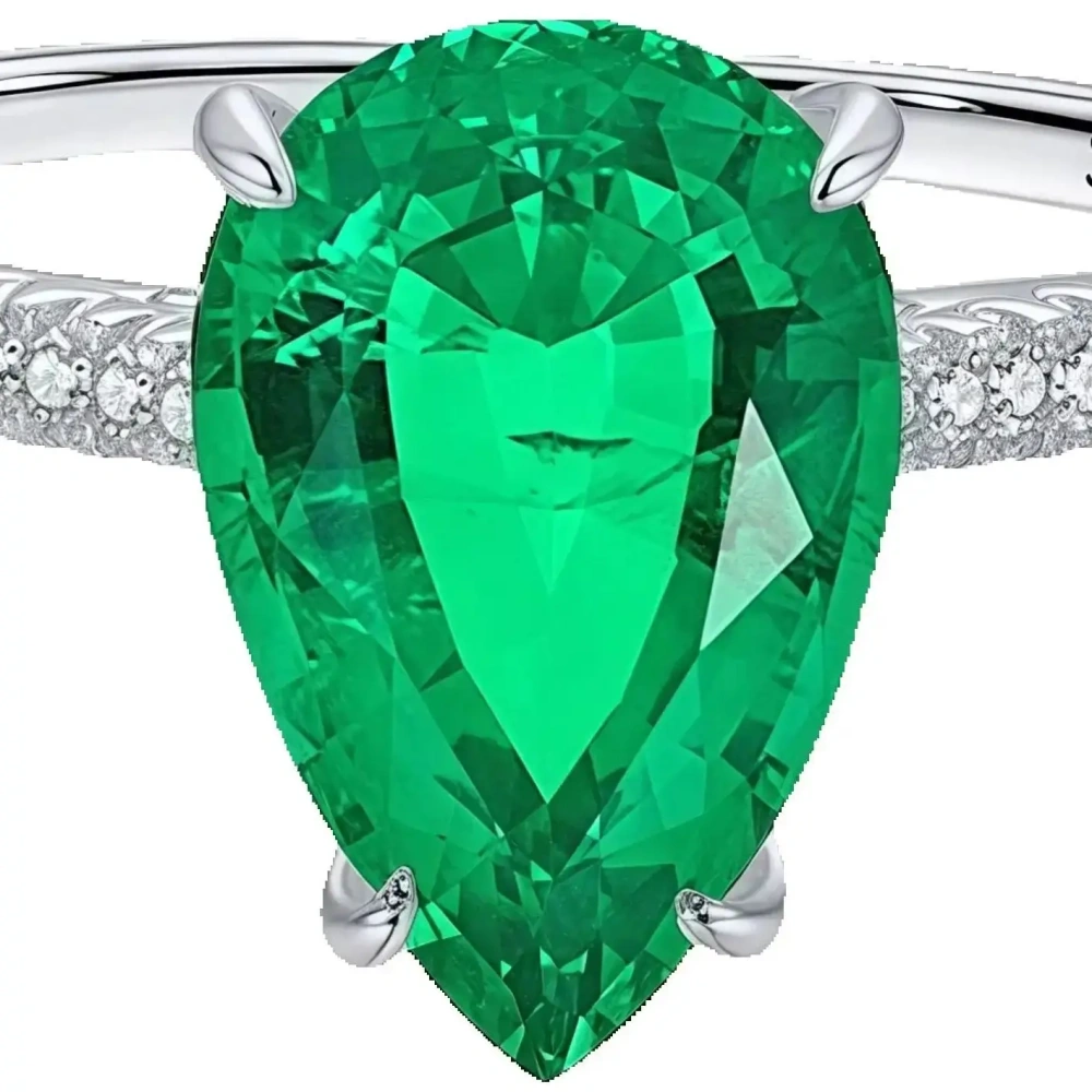 WINKIN WINSIN Brand MST 925 Sterling Silver 2.4ct Emerald Lab Grown Gemstones High Carbon Diamond Water Drop Rings Fine Jewelry
