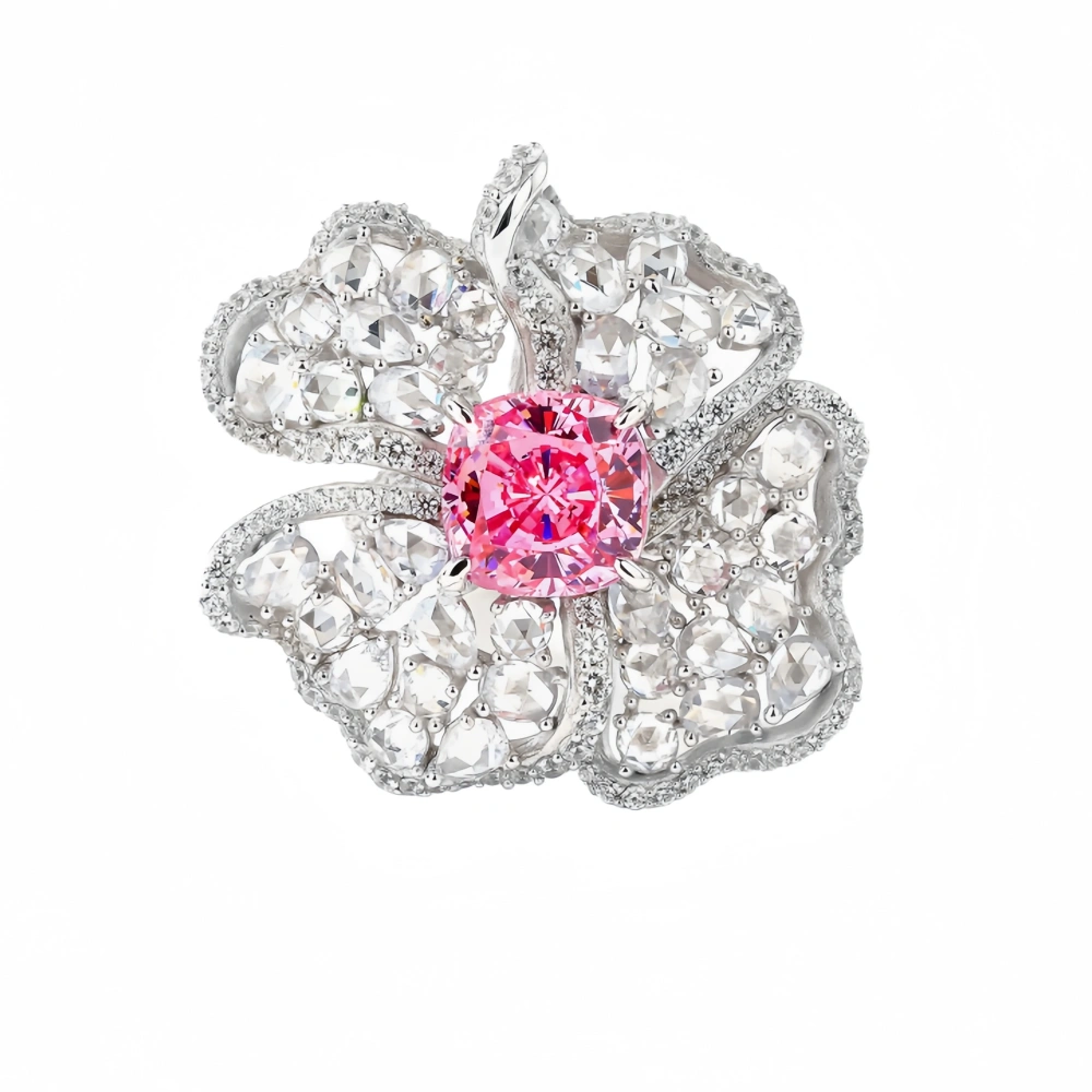 WINKIN WINSIN Brand MST 925 Sterling Silver Rose Petal Rings with High Carbon Diamond Blue Sapphire Rings Jewelry