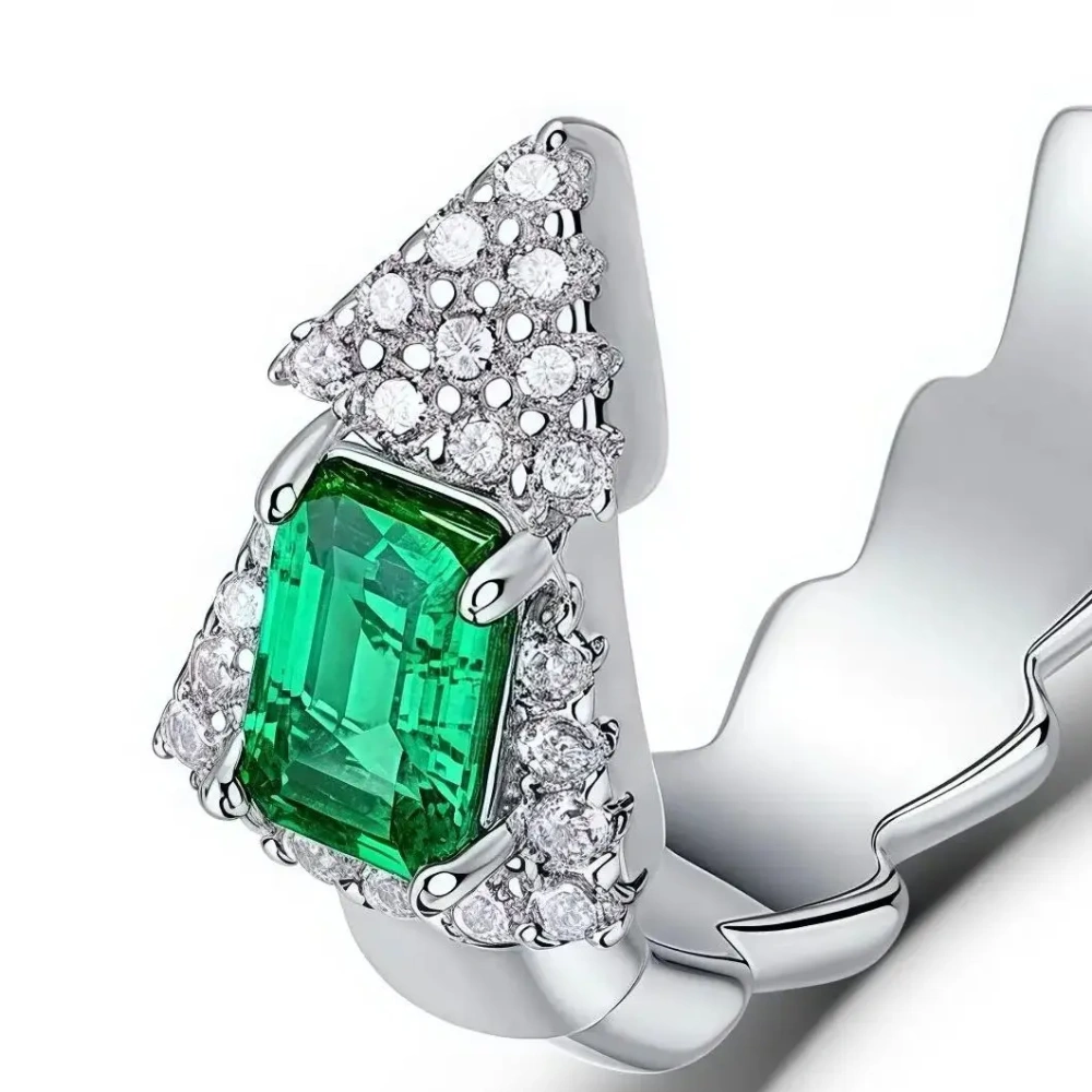 WINKIN WINSIN CMA GRC Certificated Real 925 Sterling Silver Snake Rings For Women Lab Grown Emerald Ruby Gemstones Ring Jewelry