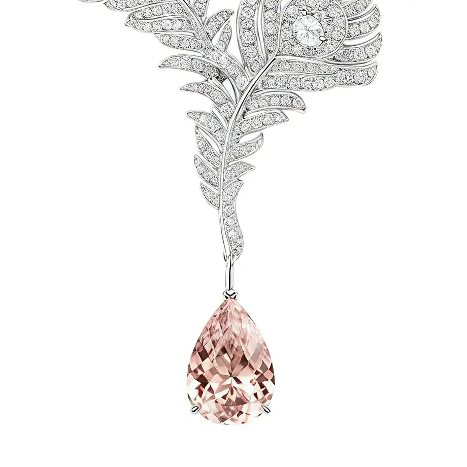 WINKIN WINSIN Brand Women 925 Sterling Silver Necklaces Pendants High Carbon Diamond Gemstones Feather Necklace Pendant Jewelry