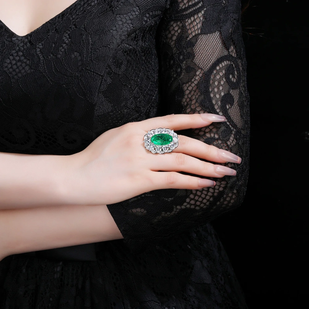 WINKIN WINSIN Brand MST 925 Sterling Silver Lab Grown Gemstones Emerald Ring Lab Grown High Carbon Diamond Rings Jewelry