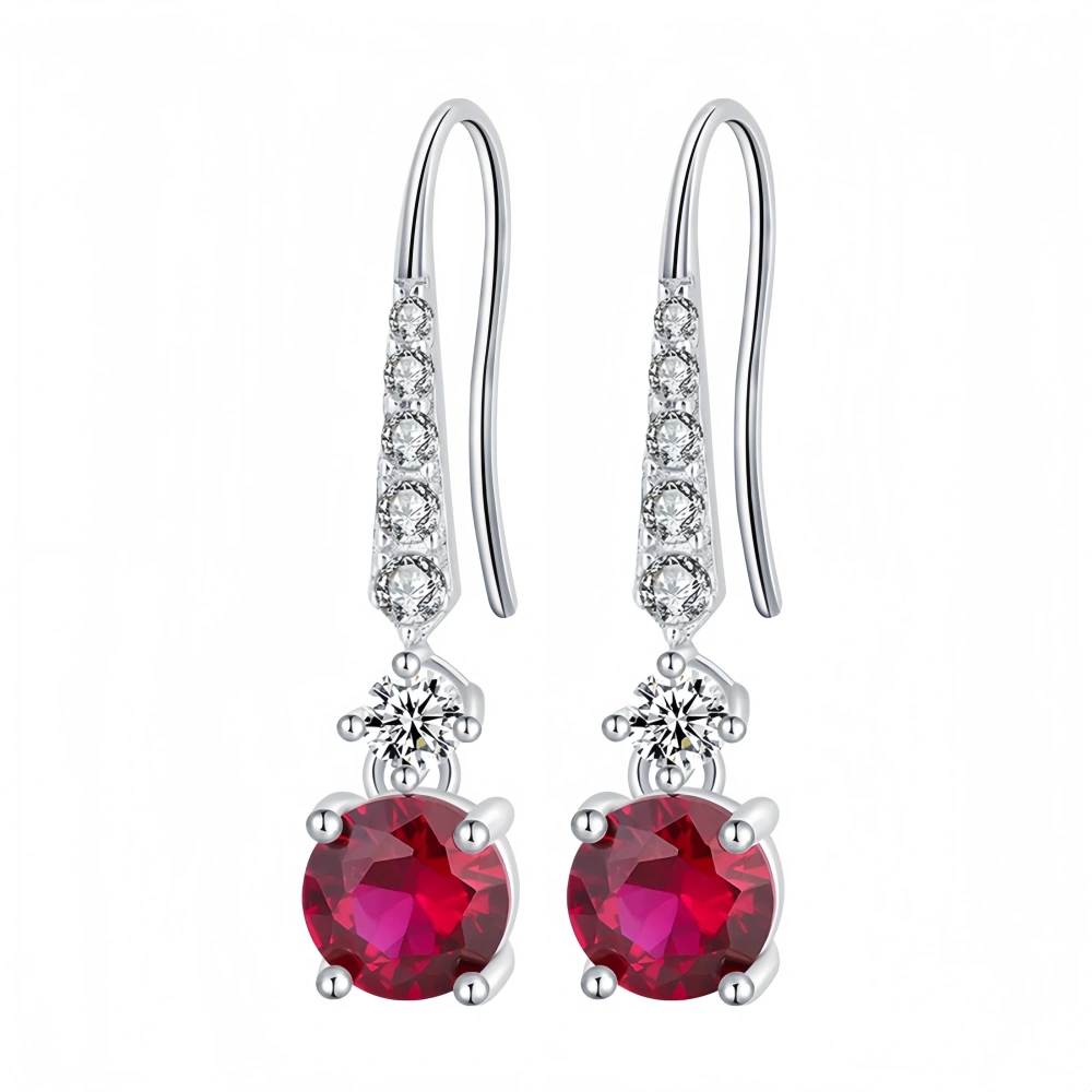 WINKIN WINSIN Brand Real S925 925 Sterling Silver Drop Earrings For Women Red Blue Gemstones Pendant Earring Pure Silver Jewelry