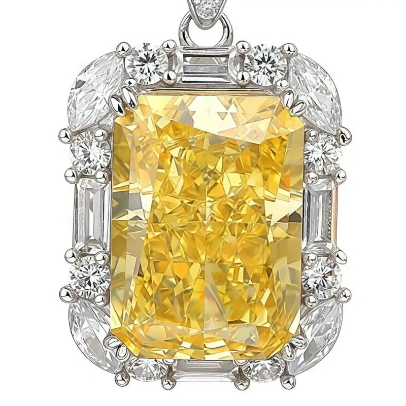 WINKIN WINSIN Brand MST Luxury Lab Grown Gemstones 925 Sterling Silver Yellow High Carbon Diamond Pendant Necklace Jewelry