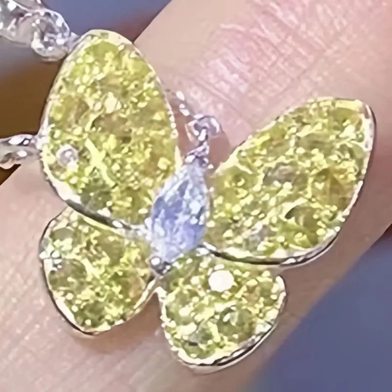 WINKIN WINSIN Brand MST Lab Grown Gemstones Butterfly Zircon Chain Pendant Necklace 925 Sterling Silver Jewelry Necklaces