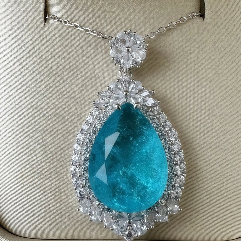 WINKIN WINSIN Brand MST Artificial Sapphire Lab Grown Lab Grown Gemstones Diamond Water Droplet Pendants Necklaces Jewelry
