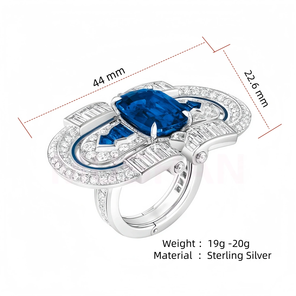 WINKIN WINSIN Brand Certificated MST 925 Sterling Silver Rings Women Lab Grown Gemstones Spinel High Carbon Diamond Ring Jewelry