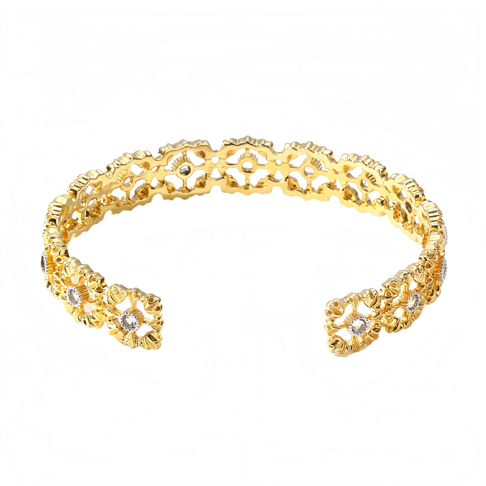 WINKIN WINSIN Brand MST 925 Sterling Silver Bracelet Lab Grown High Carbon Diamond Lace Hollow Opening Bracelets Jewelry