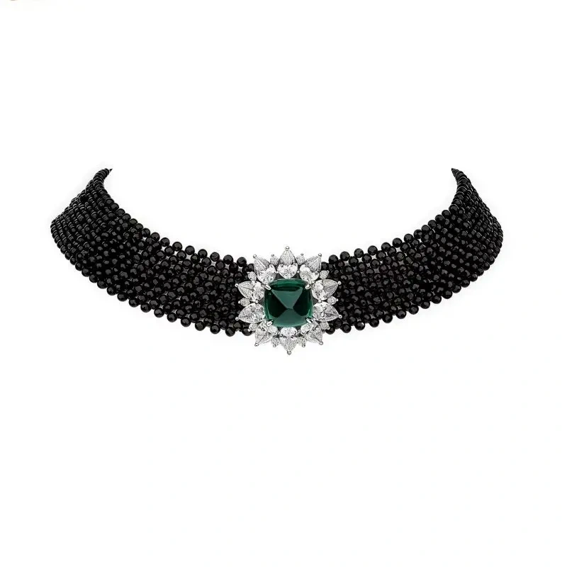 WINKIN WINSIN Brand MST Flower Lab Grown Gemstones Collar Choker Necklace 925 Sterling Silver Necklaces Jewelry
