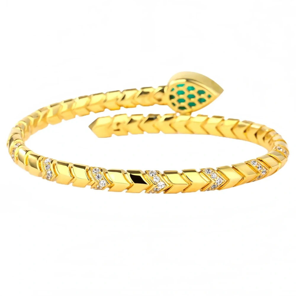 WINKIN WINSIN Brand MST 925 Sterling Silver Bracelet 18k Gold Plated Bangle Wire Drawing Process Snake Shaped Bracelets Jewelry
