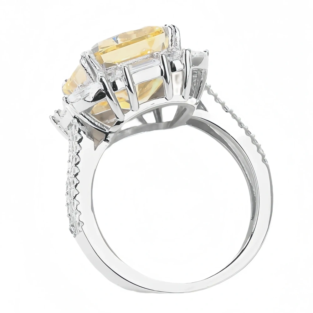 WINKIN WINSIN Brand 925 Sterling Silver Square Yellow Diamond Ring High Carbon Diamond Lab Grown Gemstones Rings Fine Jewelry
