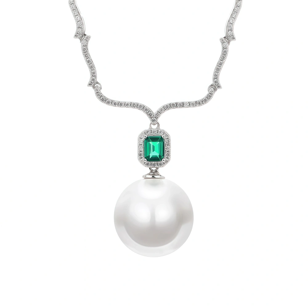 WINKIN WINSIN Brand MST High Quality Natural Pearl Necklace Pearl Necklace Emerald S925 Pure Silver Minimalist Necklace Jewelry