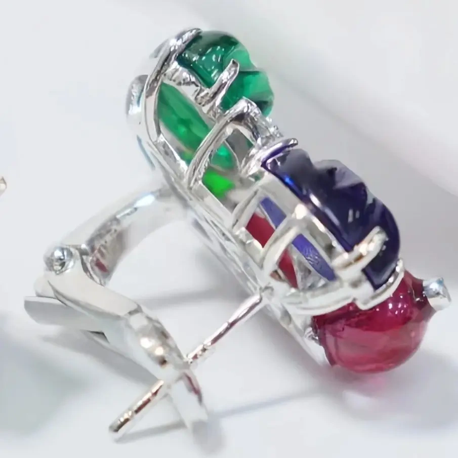 WINKIN WINSIN Brand MST High Quality Lab Grown Gemstone Tutti Frutti Drop Earrings 925 Sterling Silver Stud Earrings Jewelry