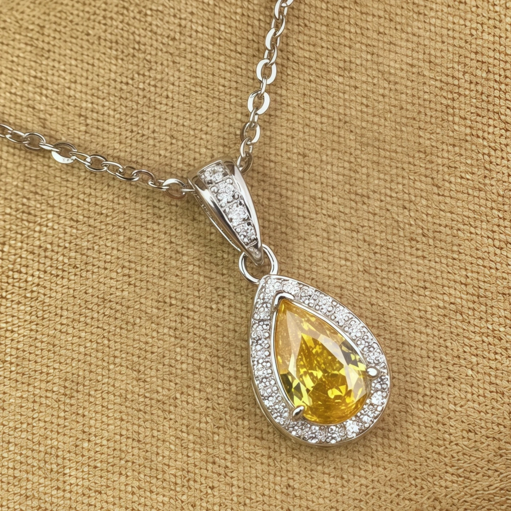 WINKIN WINSIN Brand MST 1ct Artificial Sapphire Lab Grown High Carbon Diamond Water Droplet Pendants Necklaces Jewelry