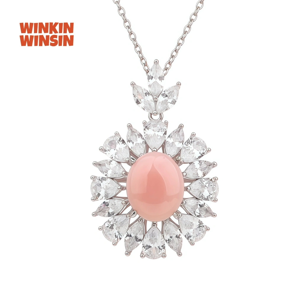 WINKIN WINSIN Brand S925 Sterling Silver Necklace Women's Jewelry Gold-Plated High Carbon Diamond Fashionable Shell Necklace
