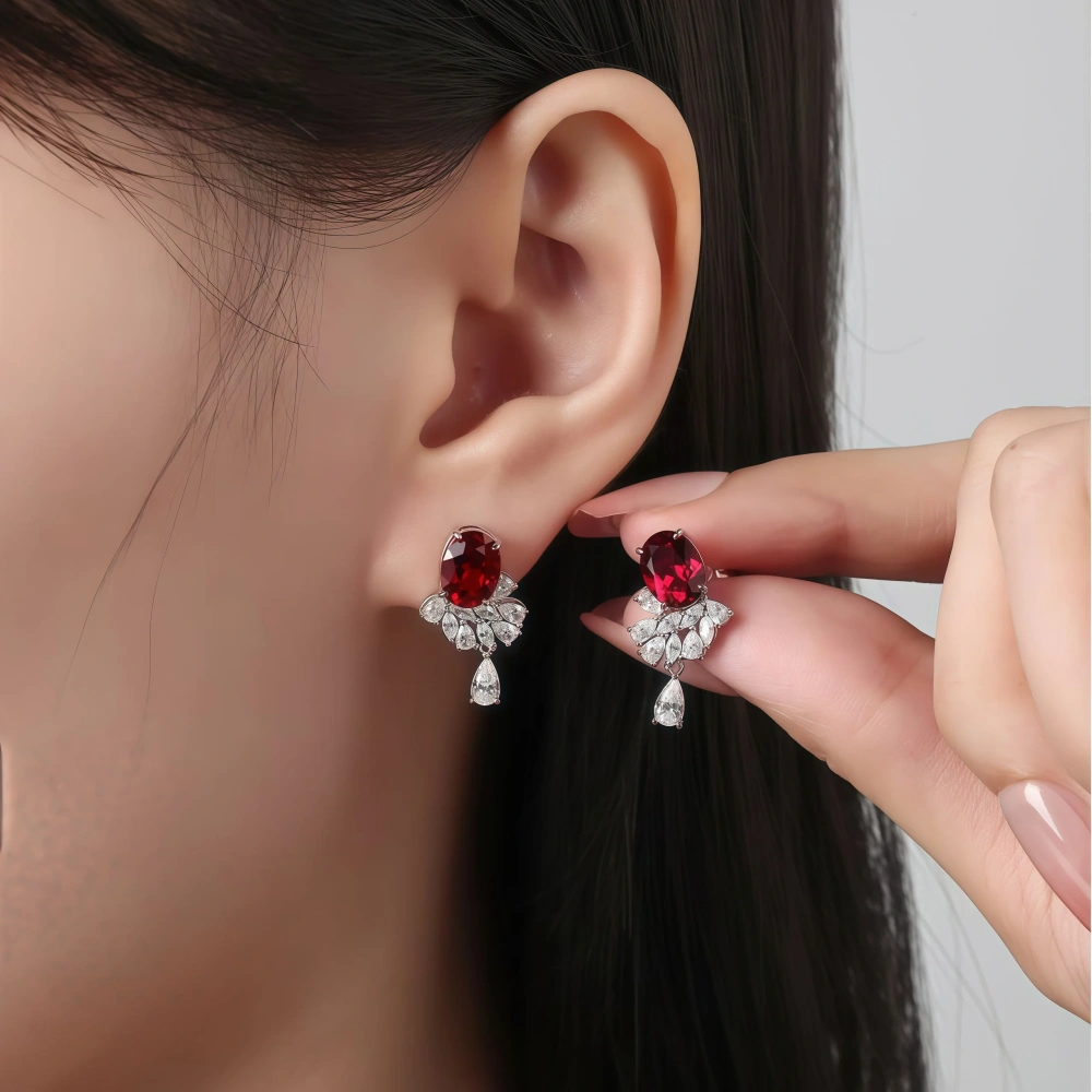 WINKIN WINSIN Brand MGI Silver Jewelry 3.3 Carat Cultured Sapphire Earrings Atmosphere
