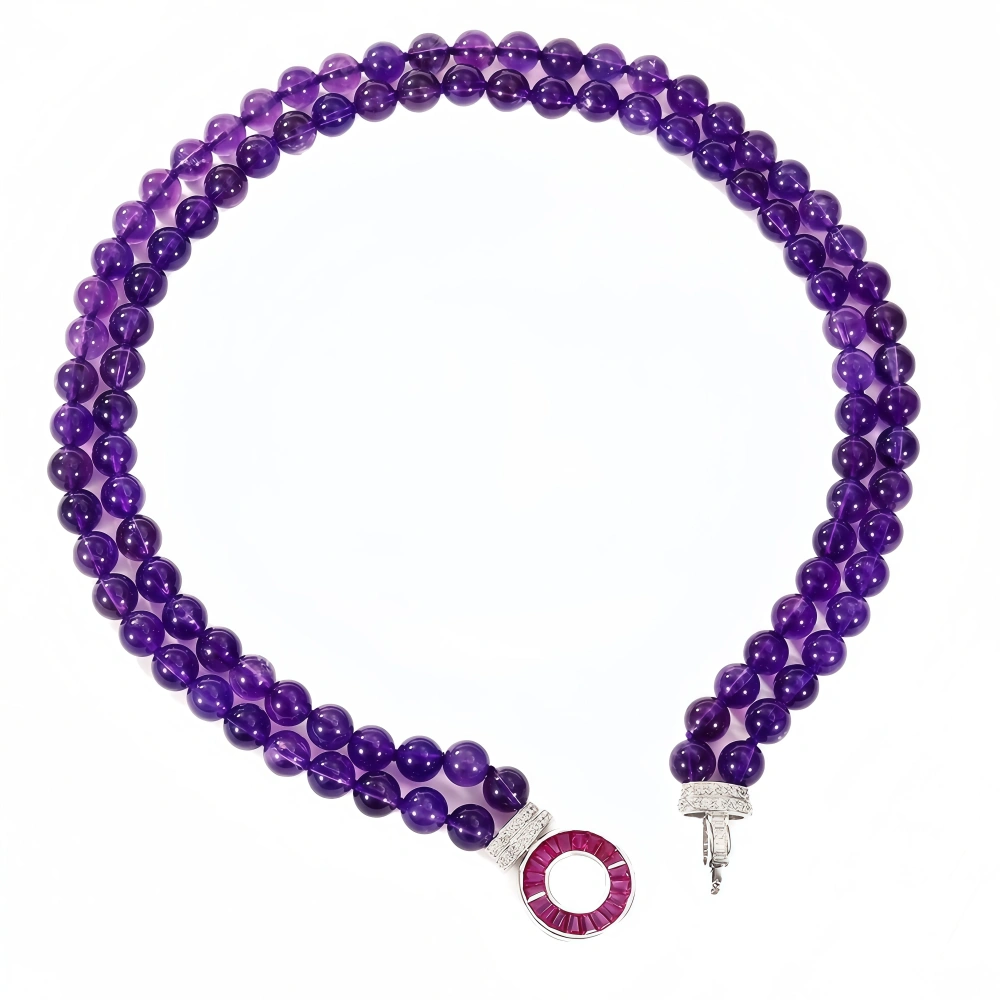 WINKIN WINSIN Brand MST Natural Amethyst Necklace For Women S925 Silver Gold Plated 8mm High Carbon Diamond Necklace Jewelry ﻿
